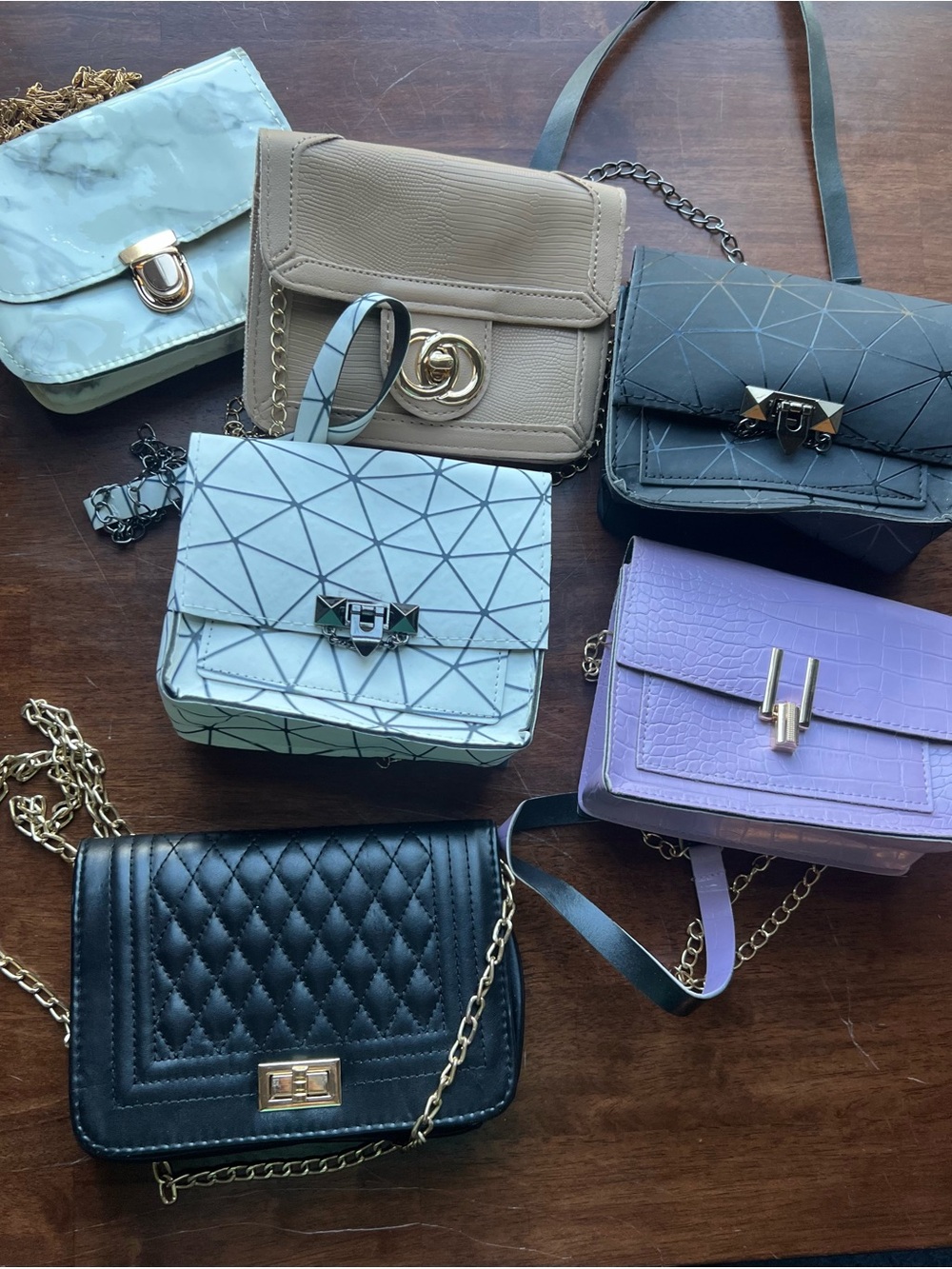 Six crossbody bags